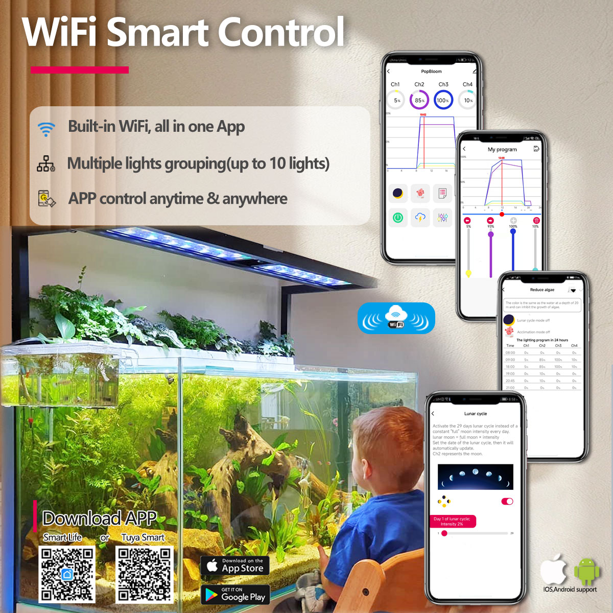 PopBloom H54 H75 WiFi Full Spe - đánh giá và giá Aquarium Marine Lights
